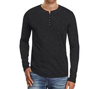 Mens Casual Shirts Sale Clearance Cheap Mens Distressed Henley Shirts Front Placket Retro Long Sleeve Tee Shirts V Neck Casual Button Up Washed T-Shirts Mens Pullover Hoodie Stylish T Shirts for Men