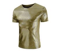Mens Casual Shirts Short Sleeves Long Sleeve Linen Summer Shirts for Men UK Mens Short Sleeve 4XL Casual Regular Fit Hawaiian for Men Summer T Size 4 XL Golf Adult Gift (Gold,M)