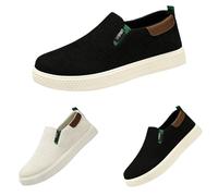 Mens Casual Shoes, Classic Low Top Slip On Trainers Extra Wide Fit Loafers, Men Breathable Fashion Canvas Sneaker Soft Insole All-Day Comfortable Walking Shoes Size 8 Black