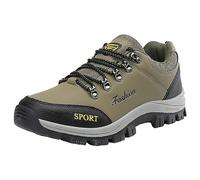 Mens Casual Shoes Fashion Pattern Simple Rainproof Thick Sole Comfortable Lace Up Sports Hiking Shoes, Green, 9.5 UK