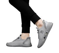 Men's Casual Shoes for Everyday Wear - Breathable Low Top Canvas Sneaker for Comfortable Walks n65 Grey