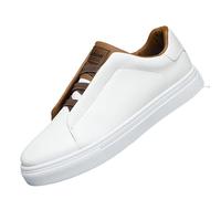 Men's Casual Shoes Low-Top Solid Color Sneakers Comfortable Non-Slip Durable Athletic for Outdoor Daily Use(White,7.5)