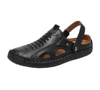 Men's Casual Shoes Perforated Mules with Closed Toe Summer Beach Flip Flops Soft Sole Daddy Shoes for Everyday Holiday, black, 9 UK