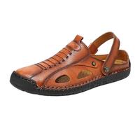 Men's Casual Shoes Perforated Mules with Closed Toe Summer Beach Flip Flops Soft Sole Daddy Shoes for Everyday Holiday, brown, 10 UK