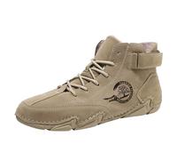 Men's Casual Shoes, Winter Overwear, Fashionable, Classic Short Boots, Breathable PU Cooling Boots, Traditional Shoes for Men, khaki, 8.5 UK