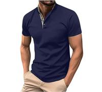 Men's Casual Short Sleeve Muscle Fit Shirt Waffle Cotton Grandad Henley Shirts Button Up Slim Fitted T Shirts Tops Banded Collar Summer Shirts Solid Color Blouse Smart Casual Work Tops Gym T Shirts
