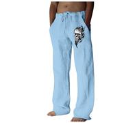 Men's Casual Shorts 7" Lightweight Golf Pants for Men Stretch with 3 Pockets Quick Dry Breathable Work Trouser Slacks Casual Black Trousers for Men Sport Jogging Bottoms Sweatpants (Light Blue,3XL)