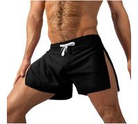 Mens Casual Shorts Side Zipper Up Shorts Solid Color Summer Loose Bottoms Swim Trunks Quick-Drying Training Running Joggers Breathable Sports Drawstring Elasticated Waist Pants Gym Beach Holiday