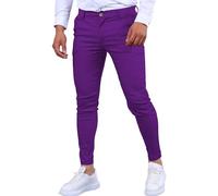 Men's Casual Slim Jeans Denim Trousers Mid Waist Elastic Colorful Comfortable Denim Jeans, purple, M