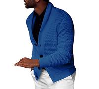 Men's Casual Slim Thick Knitted Shawl Collar Cardigan Sweaters Men's Cardigans Long Sleeve Stand Collar Sweaters Buttons Closure Jumper Men's Comfortable Lapel Jacket