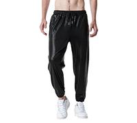Men's Casual Snakeskin Trousers Summer Elasticated Waist Drawstring Beach Pants Gym Jogging Sweatpants Baggy Corset Foot Yoga Trousers Color Fashion Stage Performance Pant Black