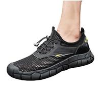 Men's Casual Sneakers Quick Release Mesh Casual Sneakers Breathable Trekking Running Trainers Jogging Walking Fashion Footwear Lightweight Outdoor Hiking Shoes with Flat Non-Slip Sole Black