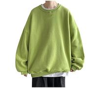 Men's Casual Solid Shirt Blouse Dropped Shoulder Sleeve Top Shirt Round Neck Solid Fashion Sweatshirt Blouse Androgynous Fashion