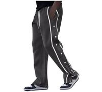 Mens Casual Sports Trousers Tracksuit Sweatpants Pocket Training Jogging Running Solid Color Loose Gym Elastic Waist Athletic Fit Drawstring Elasticated Cropped Pants Dark Gray