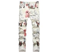 Men's Casual Stylish Straight Slim Fit Jeans Young Hiphop Skinny Denim Pants, 575 White, 36