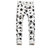 Men's Casual Stylish Straight Slim Fit Jeans Young Hiphop Skinny Denim Pants, 868 White, 32