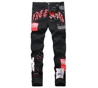Men's Casual Stylish Straight Slim Fit Jeans Young Hiphop Skinny Denim Pants, 888 Black, 28