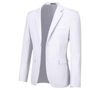 Men's Casual Suit Blazer Suit Separates Jackets Slim Fit 2 Button Lightweight Men Suit Sport Coats for Wedding Prom Party, White, S