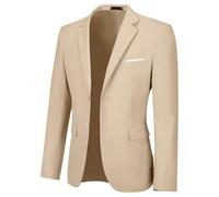 Men's Casual Suit Blazer Tux Separates Jacket Slim Fit 2 Button Lightweight Men Suits Sport Coats for Wedding Prom Party, Beige, S