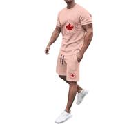 Men's Casual Summer Canada Print Drawstring T-Shirt And Shorts Set