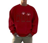 Men's Casual Sweatshirts Workwear Drawstring Hooded Comfortable Sherpa Lined Warm Jumpers French Terry Cotton Soft Regular Fit Autumn Winter Breathable For Fall Holiday Leisure Red