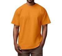 Men's Casual T-Shirt Mens Tops Casual Smart Tops Men'summer Oversized Solid Color Crew Neck Short Sleeve Shirts Men's'S Tshirt XXXL (Orange, XL)