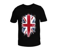 Mens Casual T Shirt Tops 2024 Fashion Tshirts British Flag Summer Men's and Women's Same British Loose Large Size Short Sleeved T Shirt Dark Tee (Black, M)
