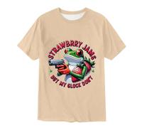 Men's casual T-shirts Men T Shirt Strawberry Jam But My Is Not T Shirt Fashionable Novel Picture T Shirt (Beige XXL)