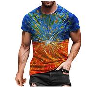 Men's Casual Tie Dye T-Shirt Summer Street Short Sleeve Tops Plus Size Athletic Fitness Muscle O-Neck Tee Shirt S-5XL Orange