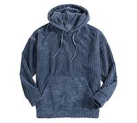 Men's Casual Top Pocket Patchwork Fashion Blouse Long Sleeve Corduroy Hooded Pots Sweatshirt Men Olive, blue, L