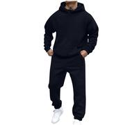 Mens Casual Tracksuit Full Set, 2 Piece Hoodies with Sweatpants Sets, Track Jackets and Joggers Bottom 2 Piece Outfit, Sport Running Jogging Athletic Sweat Suit Dark Blue