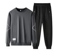 Men's Casual Tracksuit Set, Long Sleeve, Comfortable Sweatshirt Trousers, Outfit for Daily Use in the Gym, Running, Jogging, Fitness Outfit Men's Set, gray, 5XL