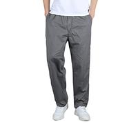 Mens Casual Trousers Elasticated Waist Chinos Regular Fit -Mens Open Hem Tracksuit Bottoms Drawstring Jogging Pants Light-Weight and Comfy Elasticated Waist Pants Mens Casual Trousers Dark Gray