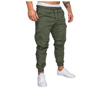 Mens Casual Trousers Multi-Pocket Slim Fit Sports Jeans Elasticated Waist Bodybuilding Workout Running Sweatpants Lightweight Cargo Pants Durable and Practical Combat Trousers Size M-3Xl Green