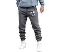 Men's Casual Trousers Smile Face Warmth Jogging Bottoms Elastic Drawstring Sweatpants for Men UK Solid Color Padded Lounge Pants Soft Jogging Tapered Sweatpant Durable Athletic Wear Joggers Dark Gray