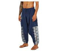 Men's Casual Trousers Stretch for Home Irregular Elephant Totem Print Harem Trousers Breathable Home Tracksuit Pants Tether Trousers with Straight Leg Yoga Trousers Men's Casual Trousers Aladdin
