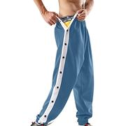 Men's Casual Trousers, Tracksuit Bottoms with Side Button Placket for Opening, Button-Up Sports Trousers, Jogging Bottoms, Sportswear, Jogger Bottoms, Personality Side Buckle Split, C Blue, M