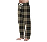 Men's Casual Trousers Wide Leg Comfy Pyjama Trousers Elasticated Waist with Checked Printed Casual Drawstring Sleep Bottoms Ankle-Length Comfort Soft Breathable Lightweight Pants with Pockets Grey