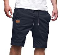 Mens Casual Twill Cargo Shorts Casual Drawstring Elastic Waist Cotton Chino Golf Shorts Classic Outdoor Hiking Short Pants Summer Beach Stretch Jogging Bottoms Navy
