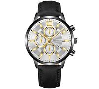Mens Casual Watch Fashion Date Concept Quartz Watch with Comfortable Fit Leather Wrist Strap, a