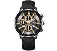 Mens Casual Watch Fashion Date Concept Quartz Watch with Comfortable Fit Leather Wrist Strap, E