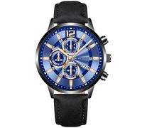 Mens Casual Watch Fashion Date Concept Quartz Watch with Comfortable Fit Leather Wrist Strap, H