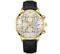 Mens Casual Watch Fashion Date Concept Quartz Watch with Comfortable Fit Leather Wrist Strap, J