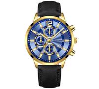 Mens Casual Watch Fashion Date Concept Quartz Watch with Comfortable Fit Leather Wrist Strap, L