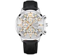 Mens Casual Watch Fashion Date Concept Quartz Watch with Comfortable Fit Leather Wrist Strap, Q