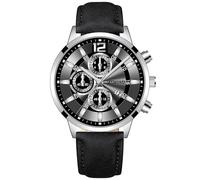 Mens Casual Watch Fashion Date Concept Quartz Watch with Comfortable Fit Leather Wrist Strap, S