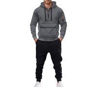 Men's Casual Zip Up Hoodies Sweatshirts Fleece Lined Pocket Style Pullover Relaxed Fit Two Piece Set for Winter Comfortable Offers Things, Gy1, XXL
