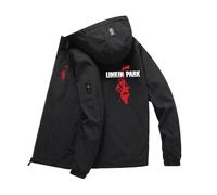 Men's Casual Zipper Hoodie Jackets for Linkin Park Spring Casual Sweatshirt Long Sleeve Stylish Pullover Tops Teens Running Tracksuit,Black- M