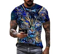 Men's Cat 3D Print T-Shirt Summer Short Sleeve Crew Neck T-Shirts Harajuku Fashion Casual Oversized Pullover Tops