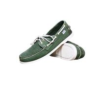 Men's Causal Lace Up Loafers, British Classic Genuine Leather Boat Shoes, Unisex Handmade Breathable Moccasin(Green,6.5 UK)